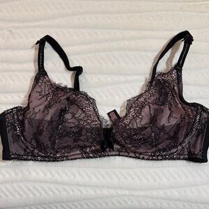 Victoria's Secret Black and Pink Lace Bra